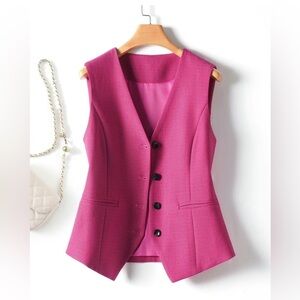 Pink button down vest